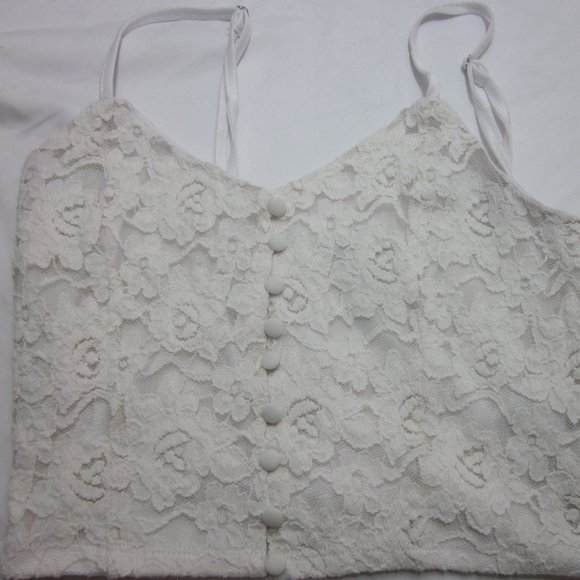 Forever 21 Lace White Crop Top Women's Size Small  Blended Cotton - Picture 1 of 3